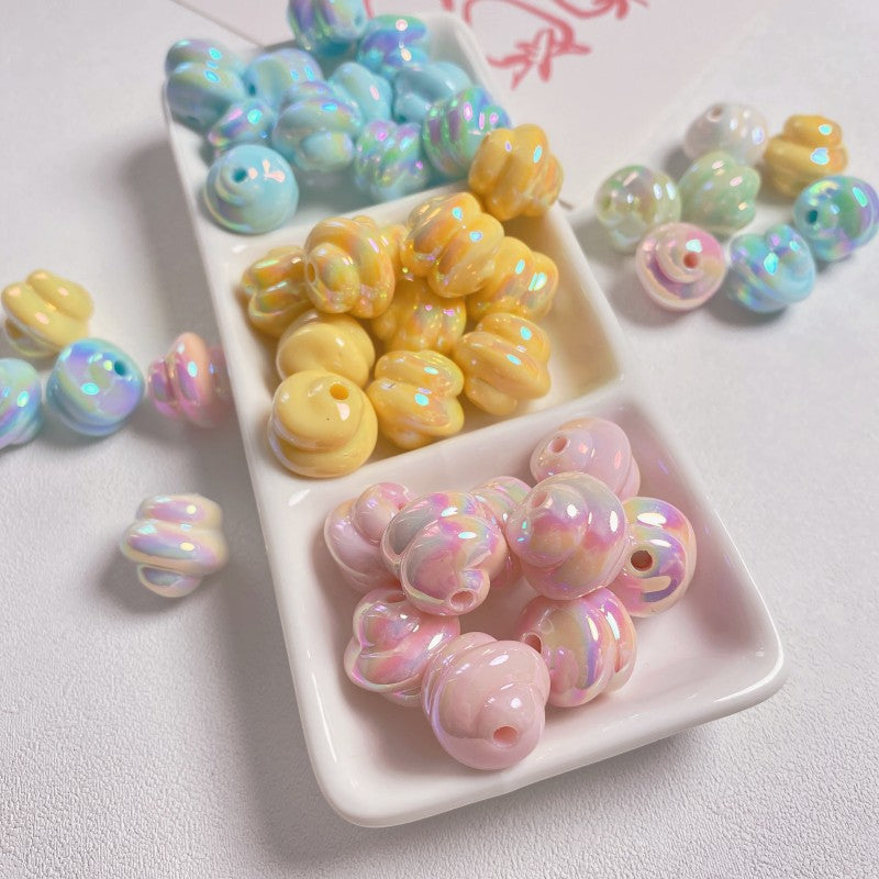 Wholesale 10pcs/pack Cream Spiral DIY Handmade Pendant String Beads